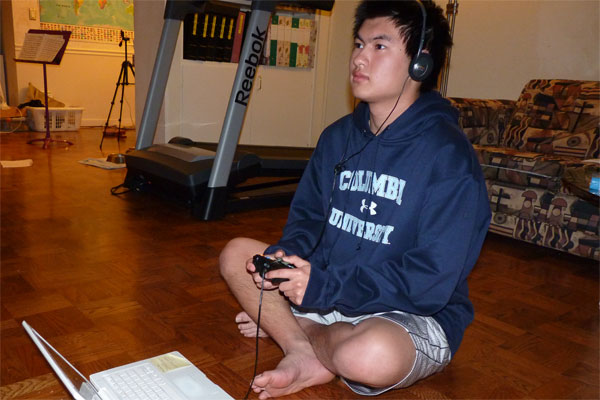 How Aaron Chum has spent many hours over the past few weeks: huddled in front of his TV, playing video games.